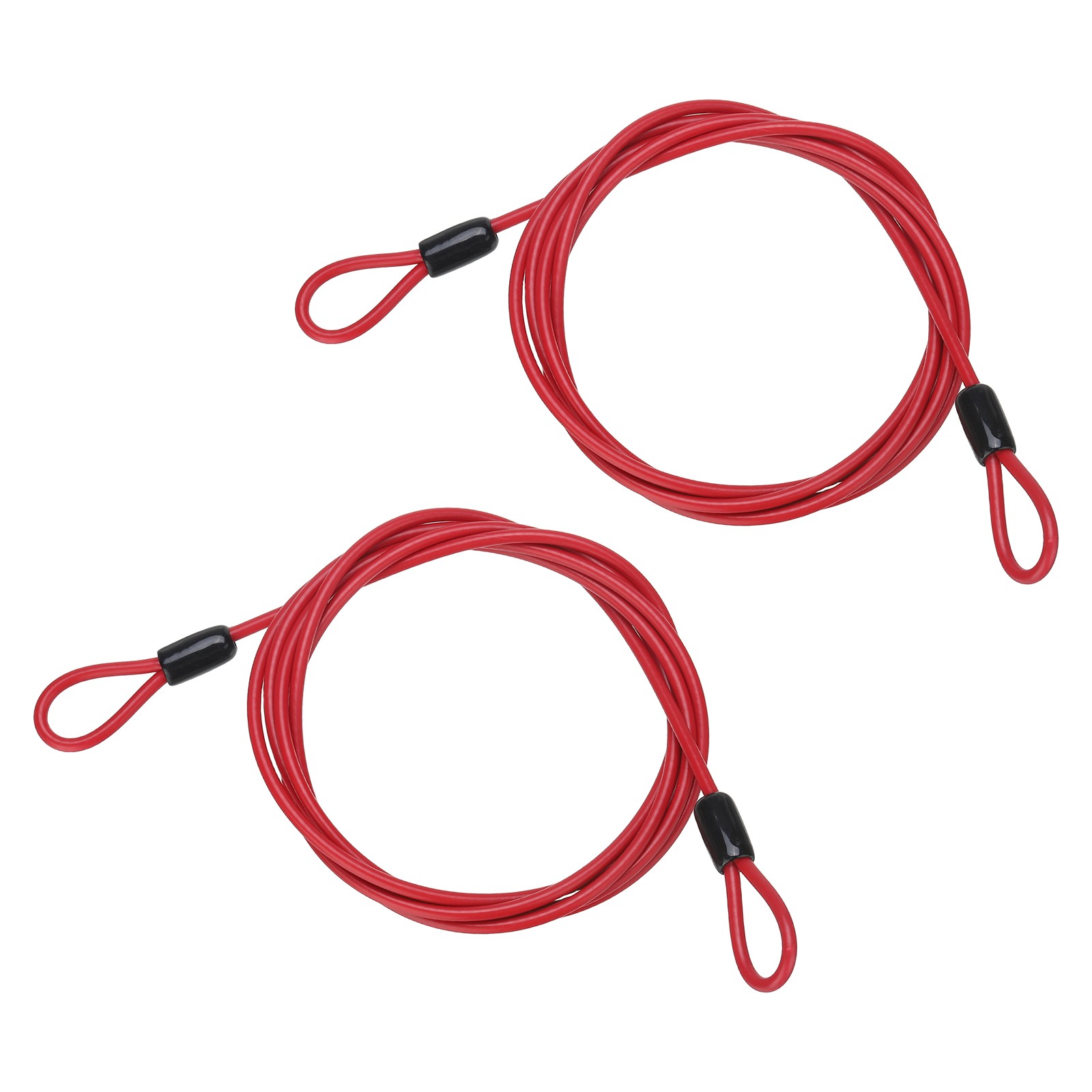 2 Pcs 5/32″ Dia 7 ft (79″) Vinyl Stainless Steel Cable with Loops Red