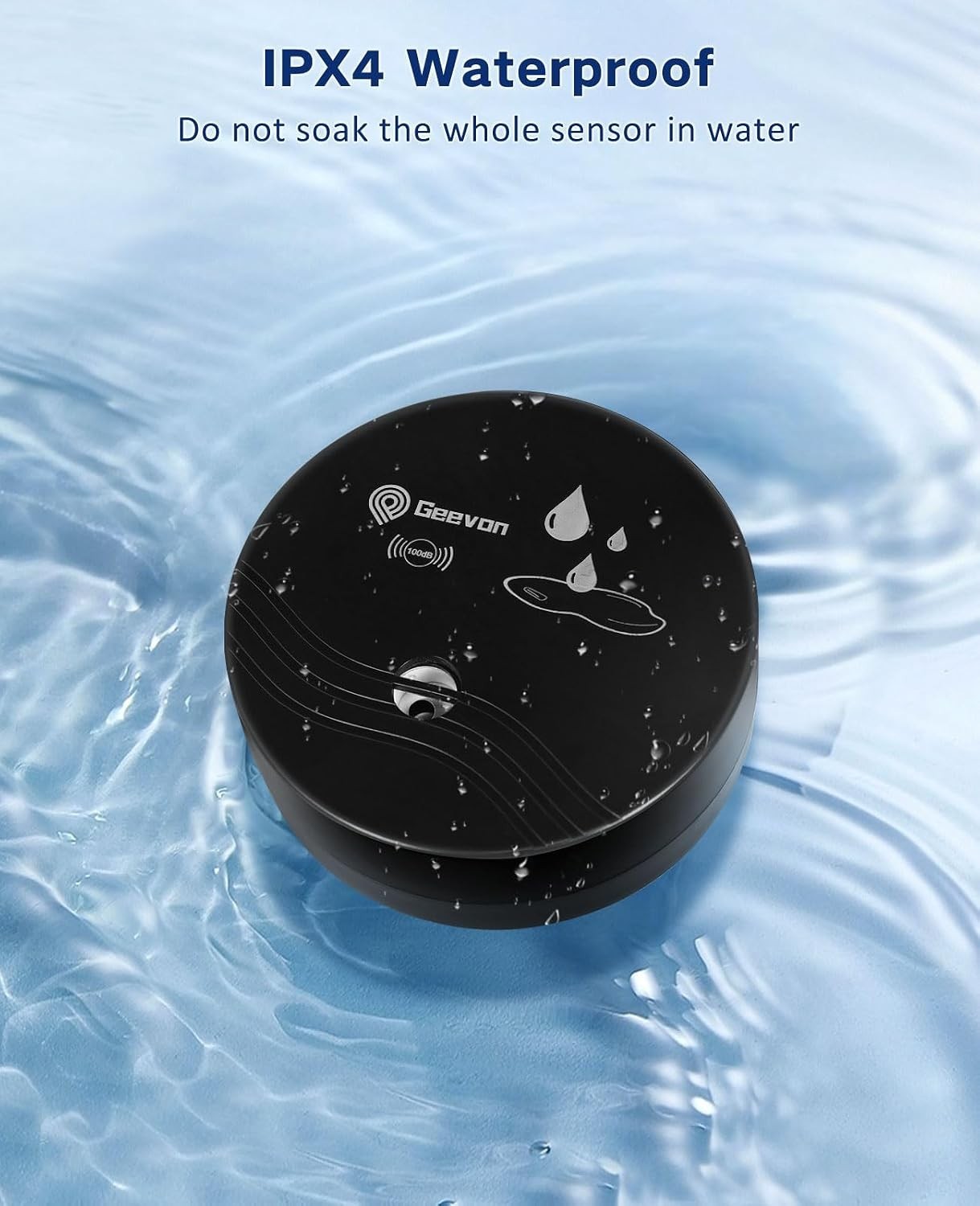 Water Leak Detector Alarm 100dB Loud Battery-Operated Home Flood Sensor