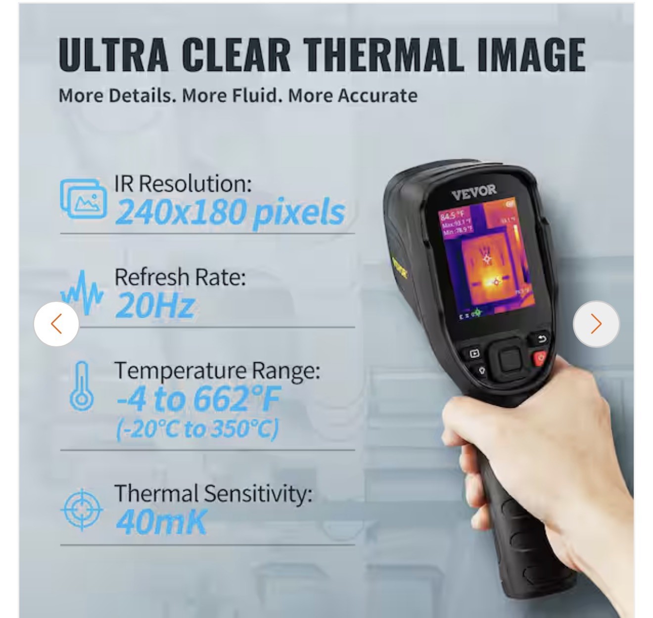 VEVOR Thermal Imaging Camera 240×180 IR Resolution 43200 Pixel Infrared Camera