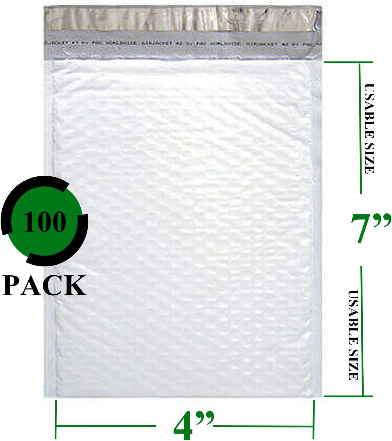 Poly Bubble Mailers 4×8 Inches Waterproof Pack of 100, White