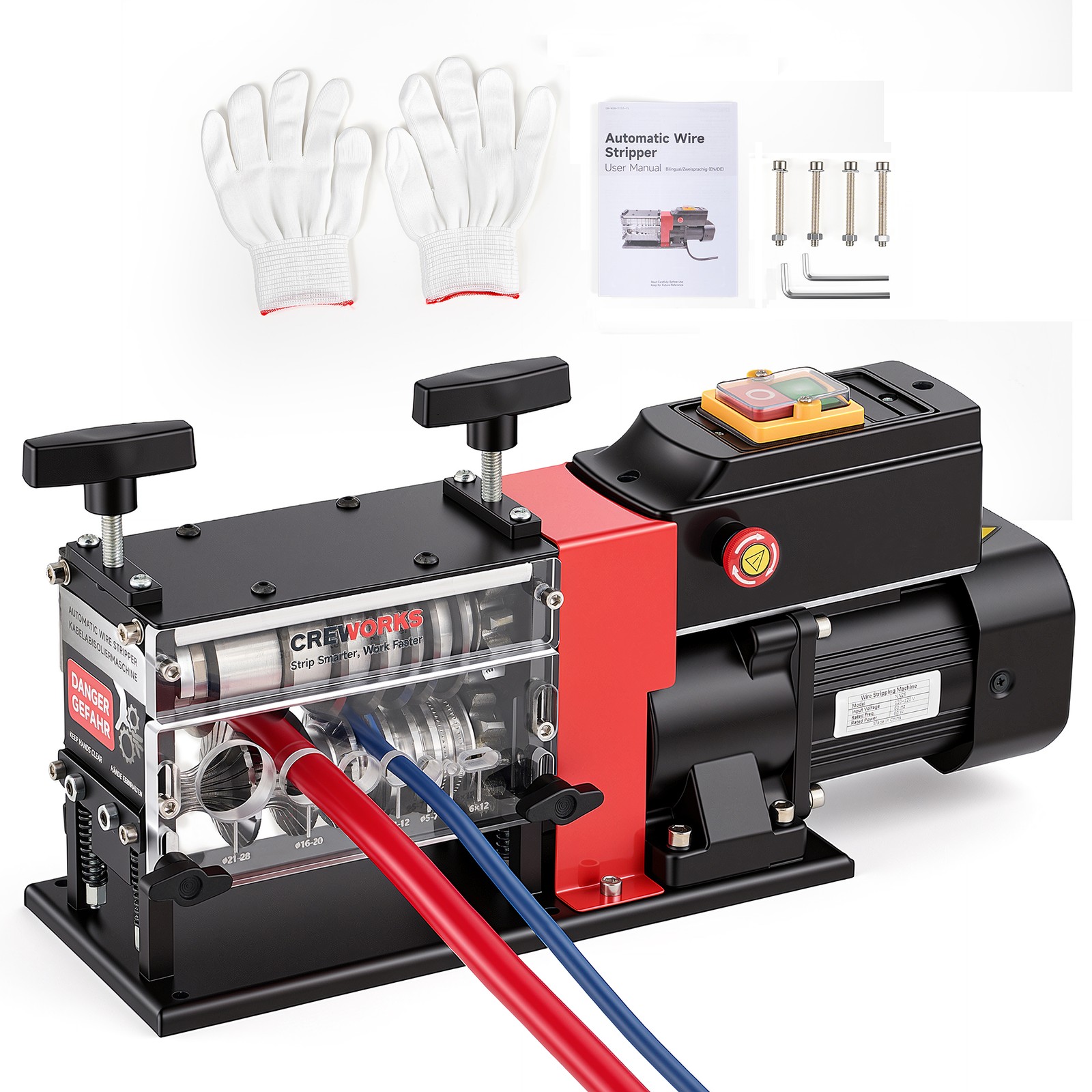 CREWORKS Automatic Wire Stripping Machine for 0.06–1.1 in Cables 7 Channels