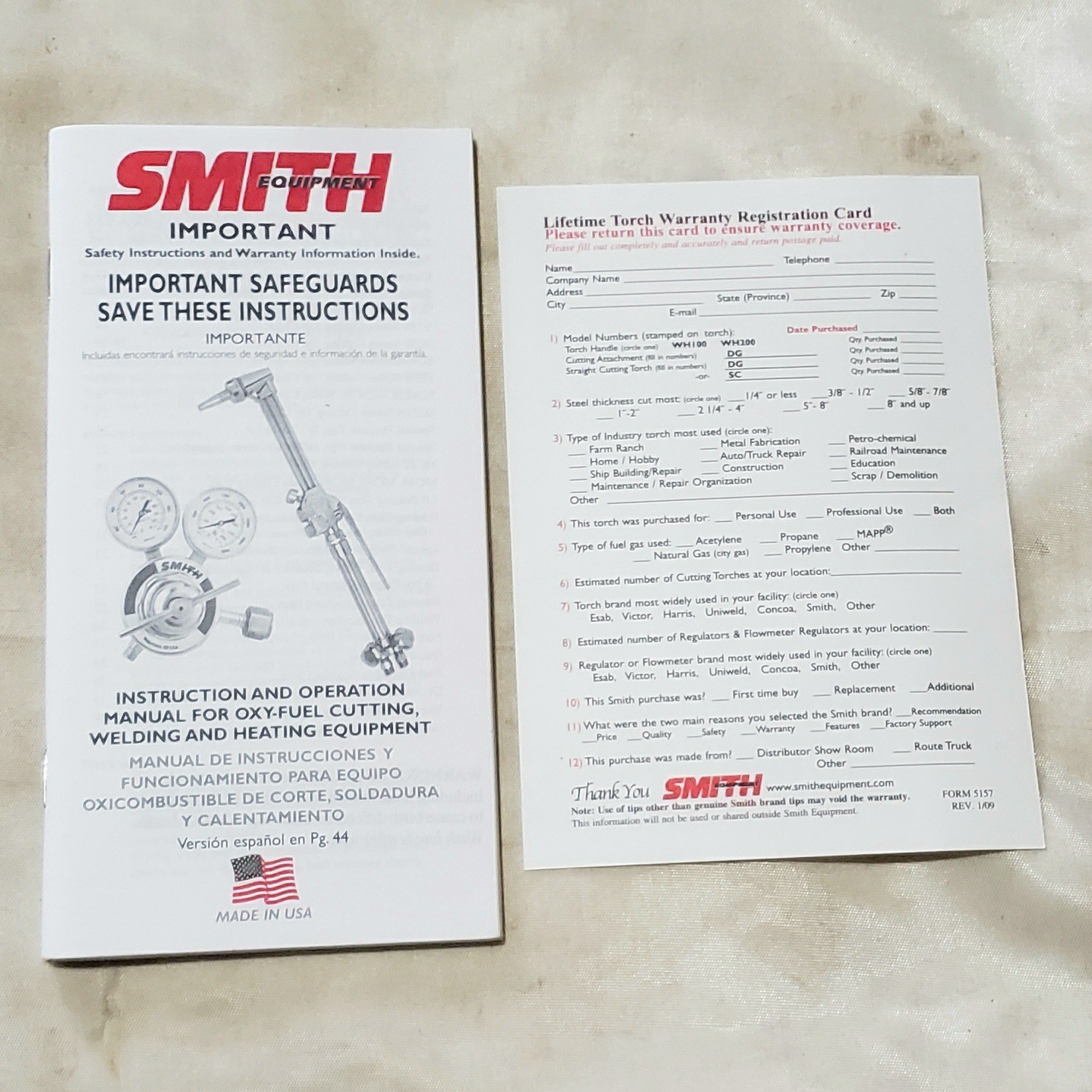 Smith Lifetime Welding Cutting Torch Set MC509 Attachment WH100 Handle MC12-1