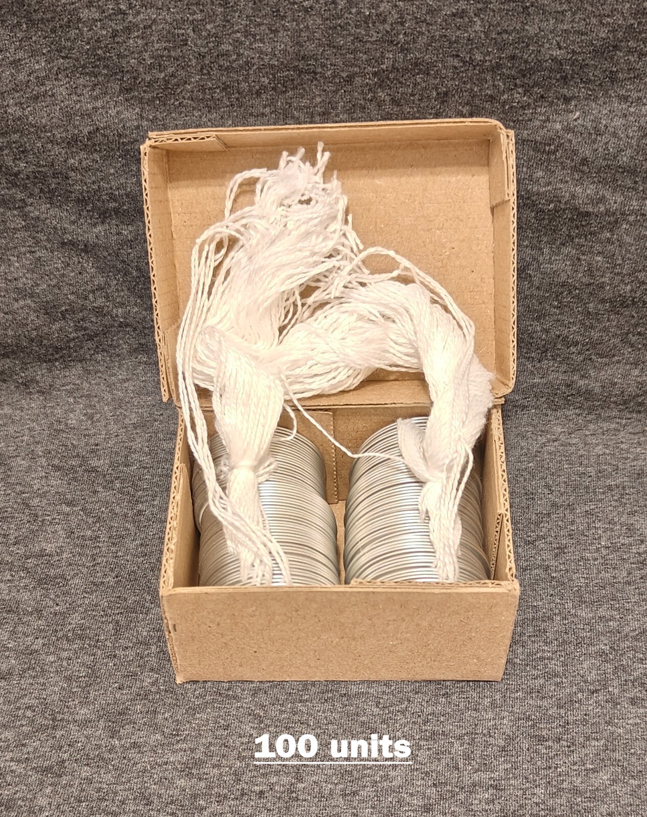 Metal Rim Tags, Key Tags round Blank Paper Tags, Knotted Strings Attached.