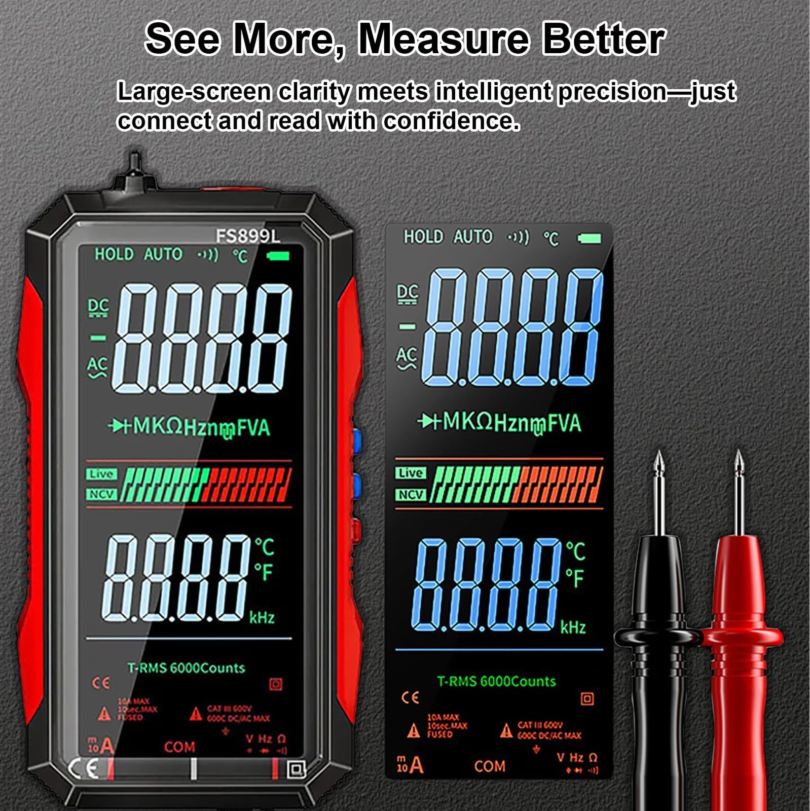 2026 Upgraded FS899L Digital Multimeter, 6000 Counts True RMS Auto-Ranging AC…