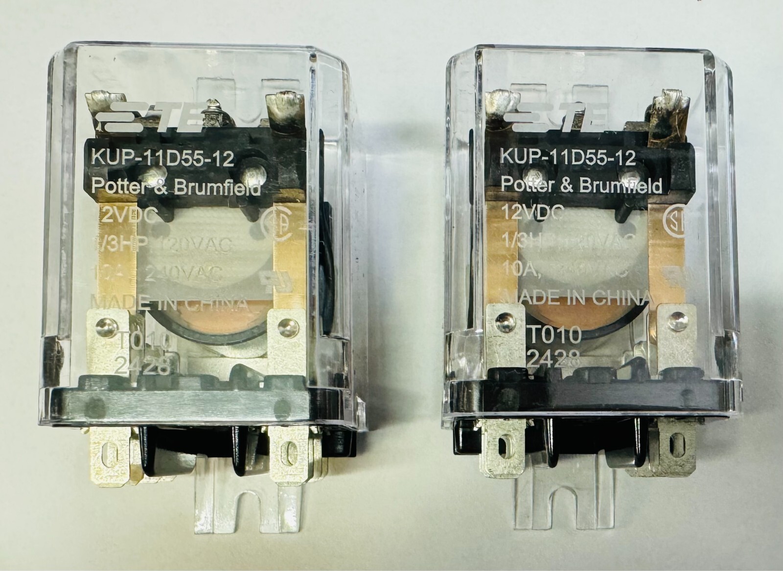 Potter & Brumfield KUP-11D55 Relay 12VDC Coil 1/3HP / 120VAC / 10A ⭐LOT OF 2⭐