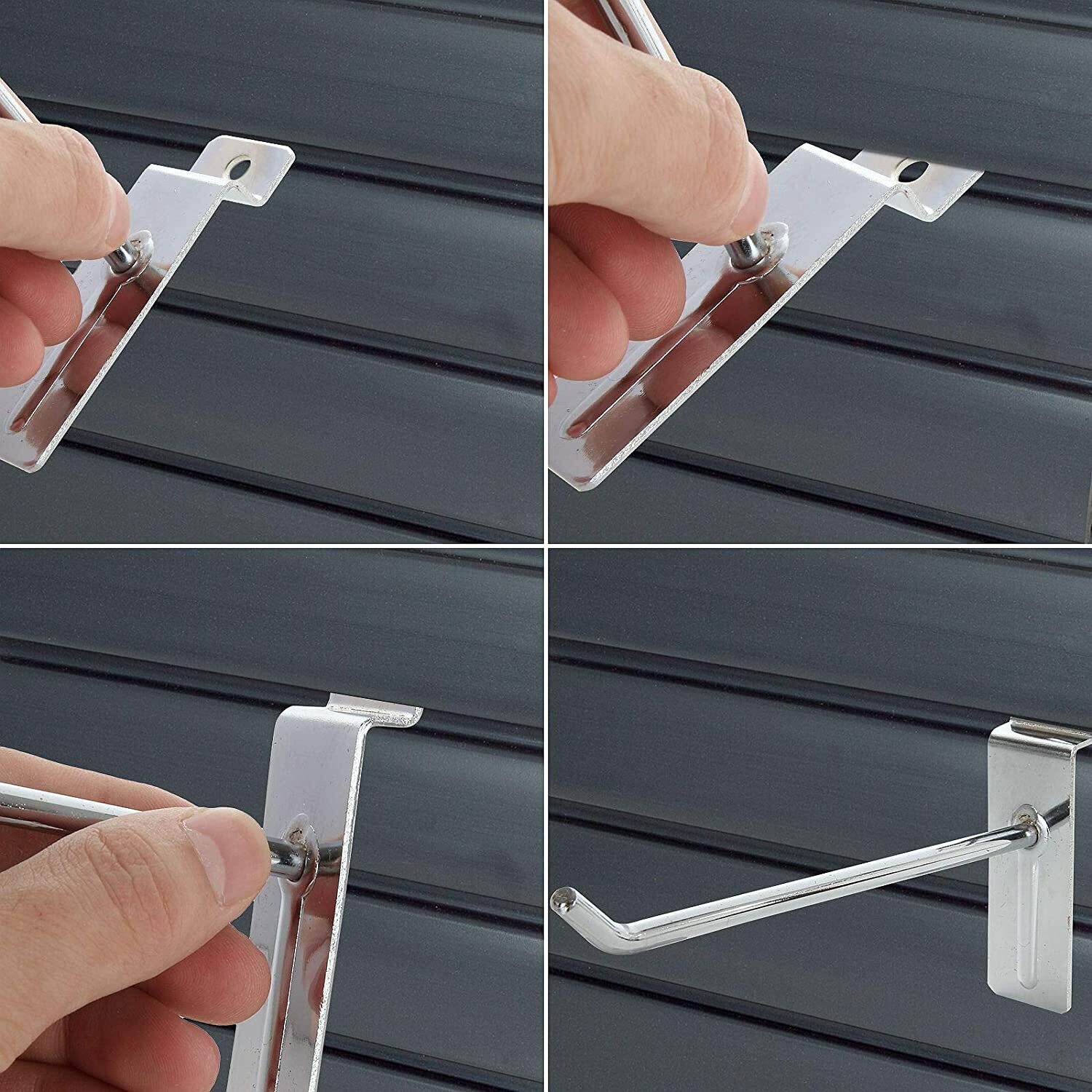 100 PCS 10 Inch Silver Slatwall Hooks Slat Wall Gridwall Panel Slat Wall Hooks