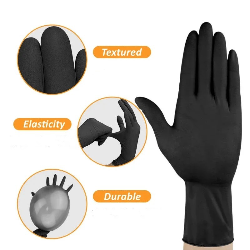 Black Nitrile Disposable Gloves , Latex & Powder Free.
