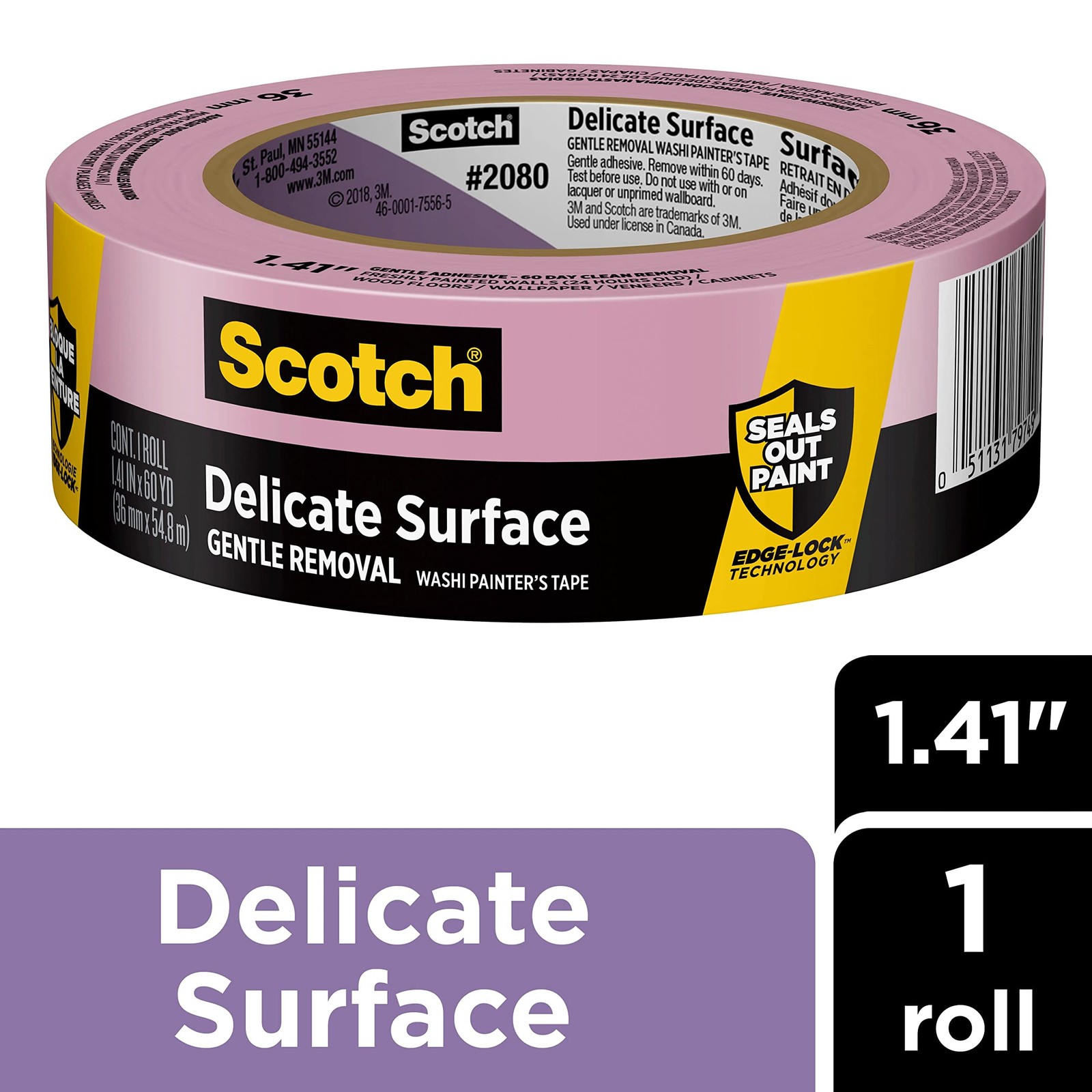 Scotch Delicate Surface Painter’s Tape 1.41 Inch Wide for Clean Edges 60 Day Use