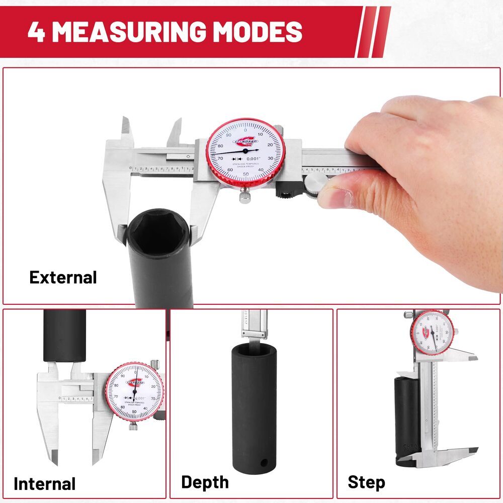 Standard Gage 0-6″ Range SAE Dial Caliper Measuring Tool ±0.001″ Accuracy USA