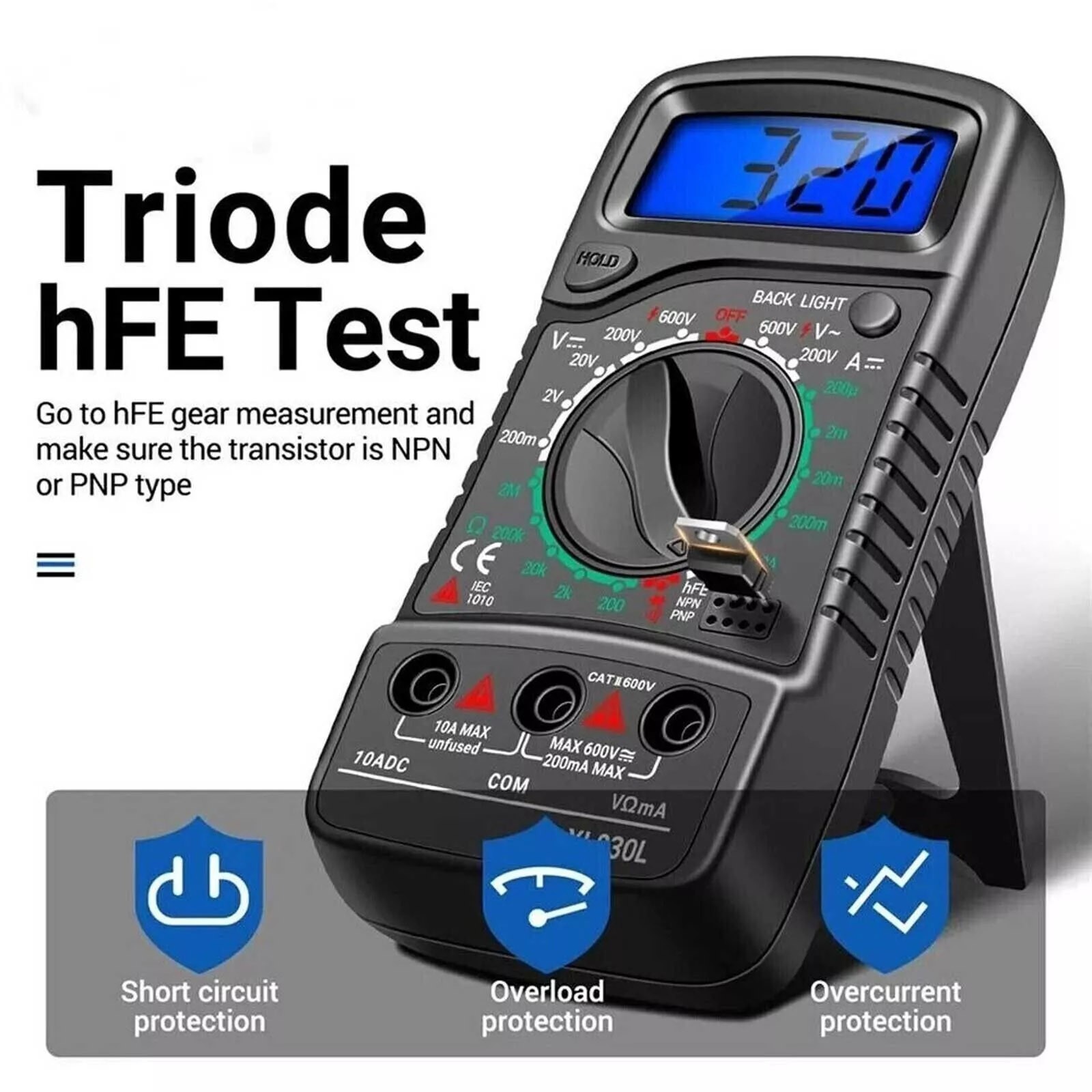 LCD Digital Multimeter Voltmeter Ammeter Ohmmeter Volt AC DC Diode Tester Meter