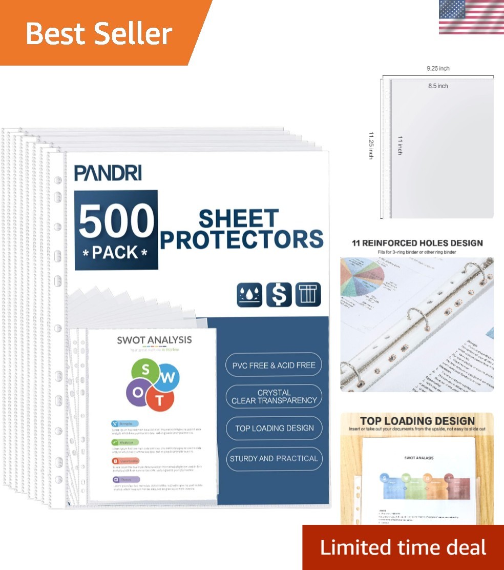 Ultimate 500 Count Heavy Duty Plastic Sheet Protectors, Reinforced 11 Holes