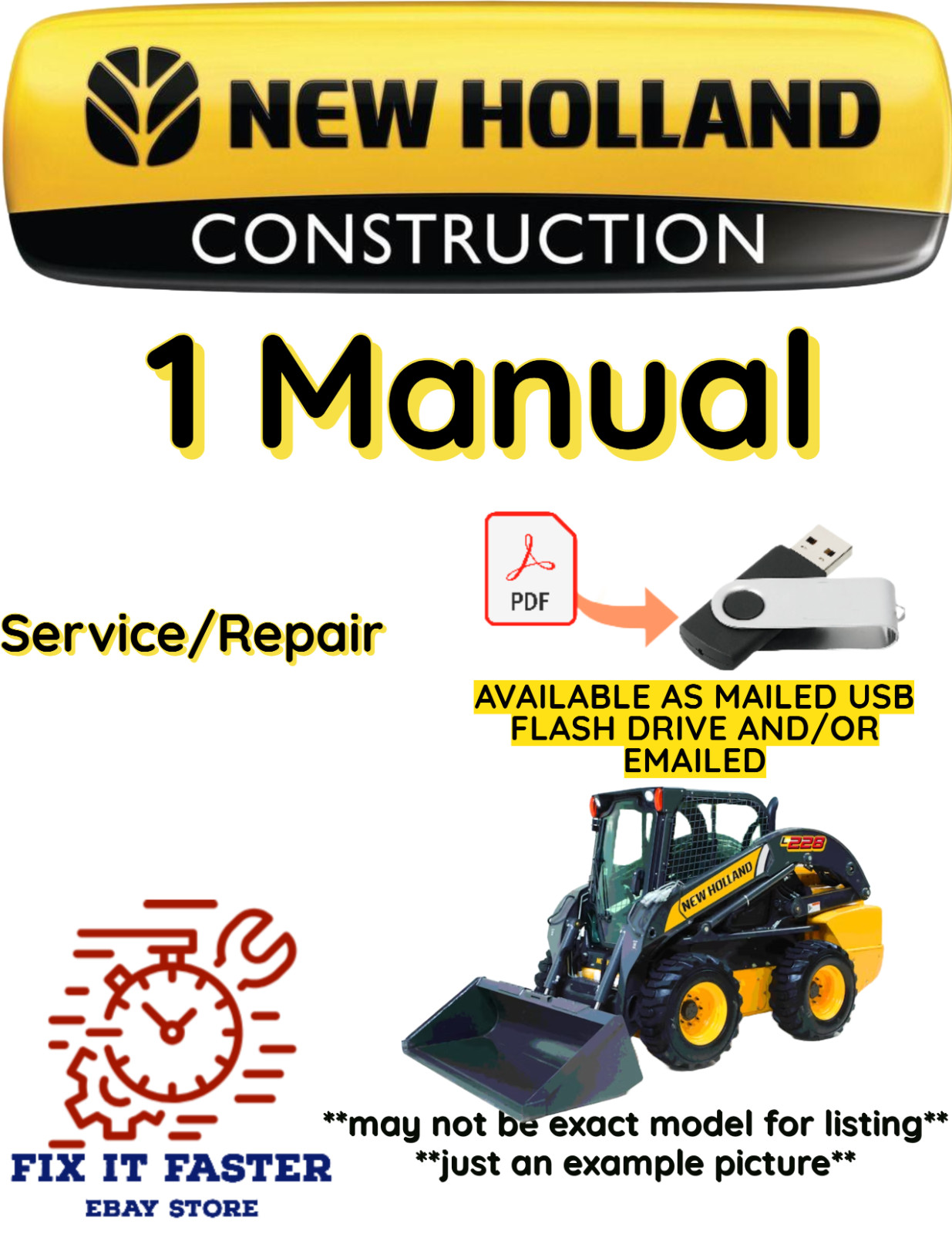 NEW HOLLAND LX865 SKID STEER LOADER MANUAL SERVICE REPAIR SHOP PDF USB