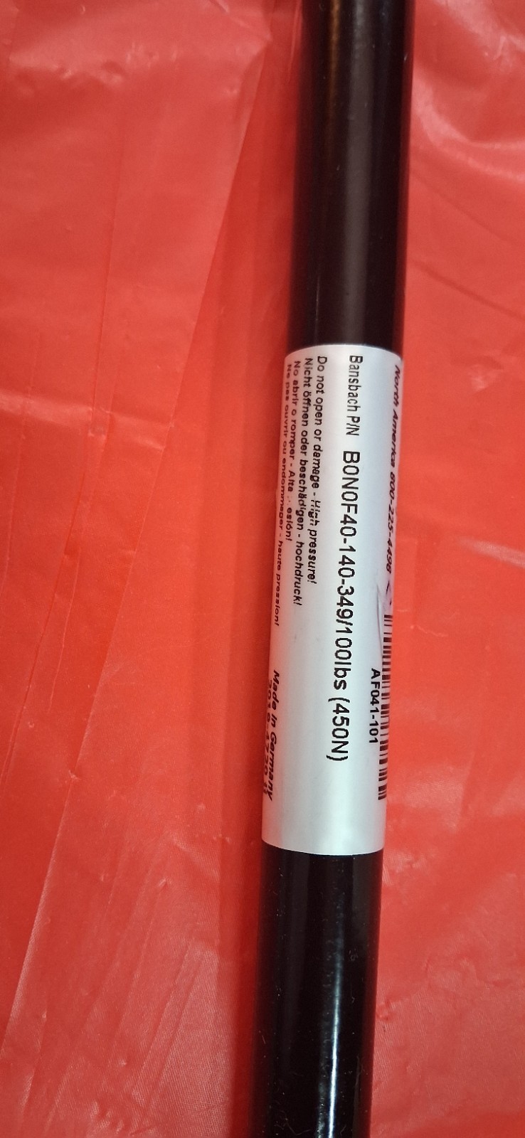 Bansbach Easylift BONOF40-140-349/100lbs Gas Spring, Steel, 100 Pound Force, New
