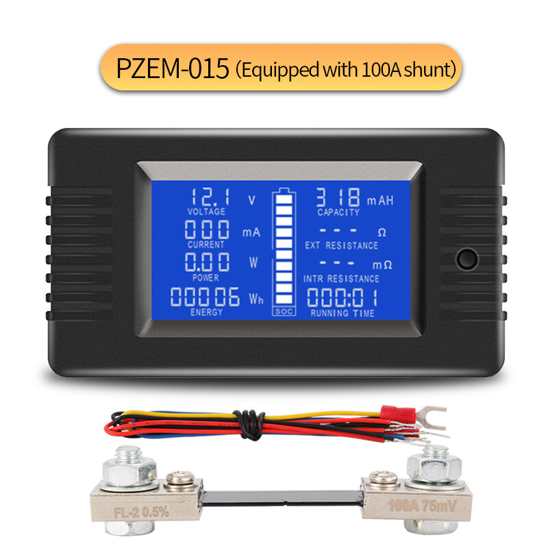 DC 0~200V 0~300A 9 in1 Power Panel Meter Voltage Capacity Impedance Energy SOC