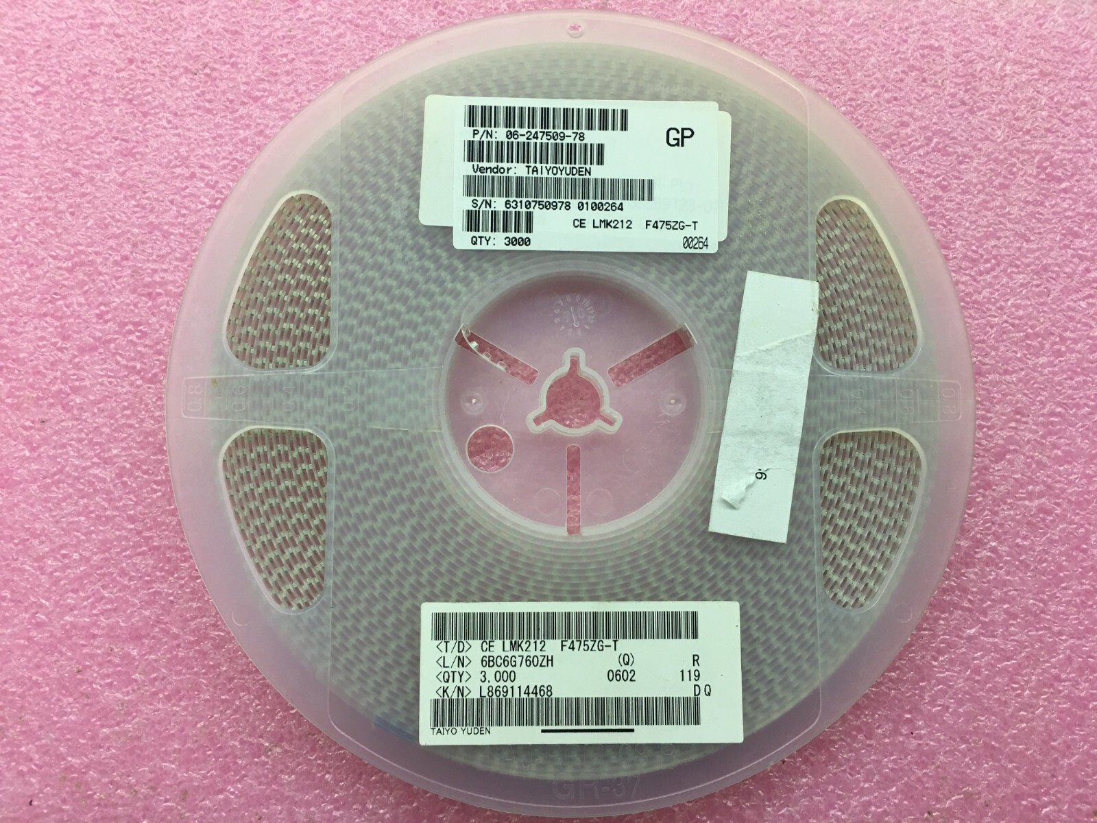 (1,000 PIECE LOT) LMK212F475ZG-T, TAIYO YUDEN, CAP CER 4.7UF 10V Y5V 0805 RoHS