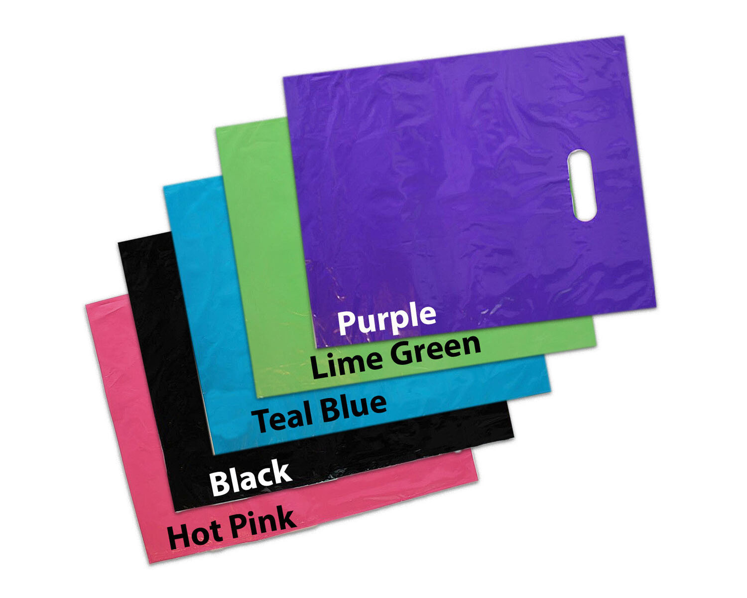 9″ x 12″ Colored PLASTIC MERCHANDISE Bags Retail Store Bags w/Die Cut Handles