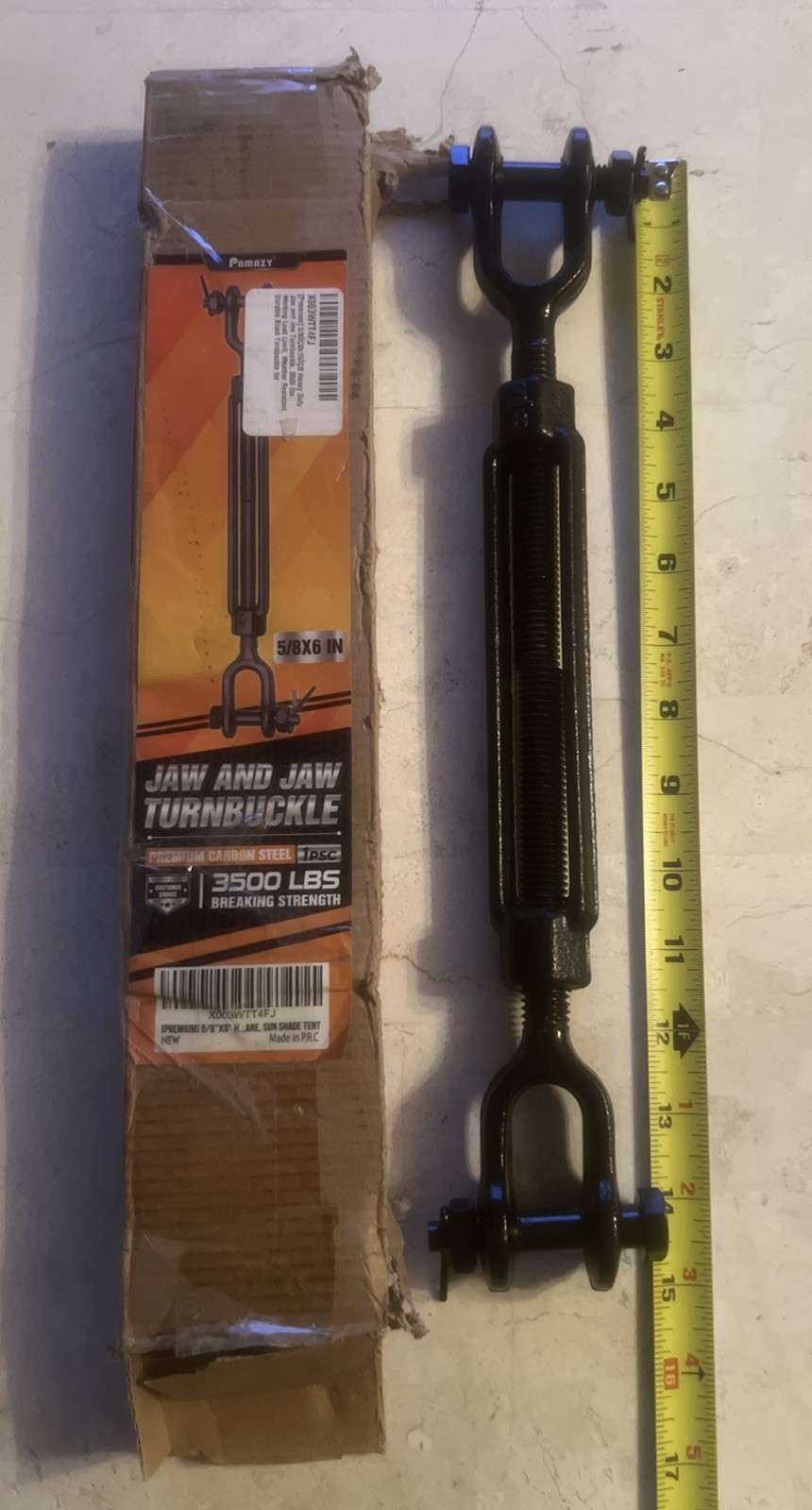 5/8×15″ Heavy Duty Jaw and Jaw Turnbuckle 3500 lbs ALL Weather Resistant