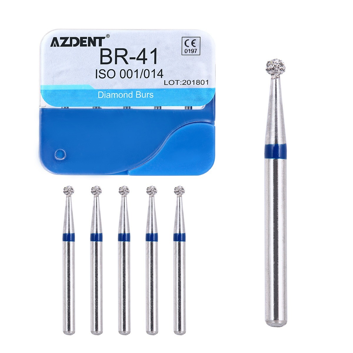 100Pcs Dental Diamond Burs High Speed Handpiece Friction Grip 20 Type FG AZDENT