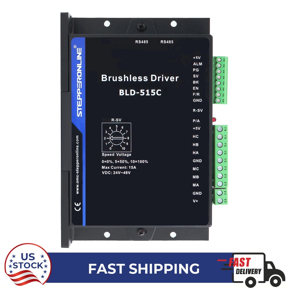 STEPPERONLINE Digital Brushless DC Motor Driver 24-48VDC Max 15A 400W 3-phase