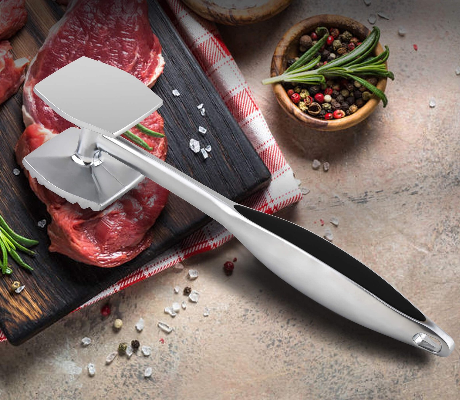 Aliglow Meat Tenderizer Hammer Tool Pounder For 8.9inch, Sliver-white