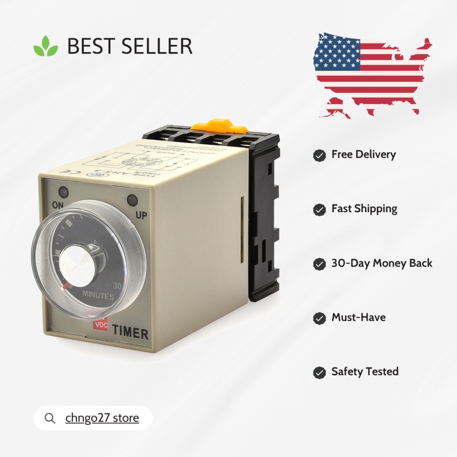 AC 220V Timer Delay Relay – DPDT 60-Minute Power-On Delay with LED Indicators
