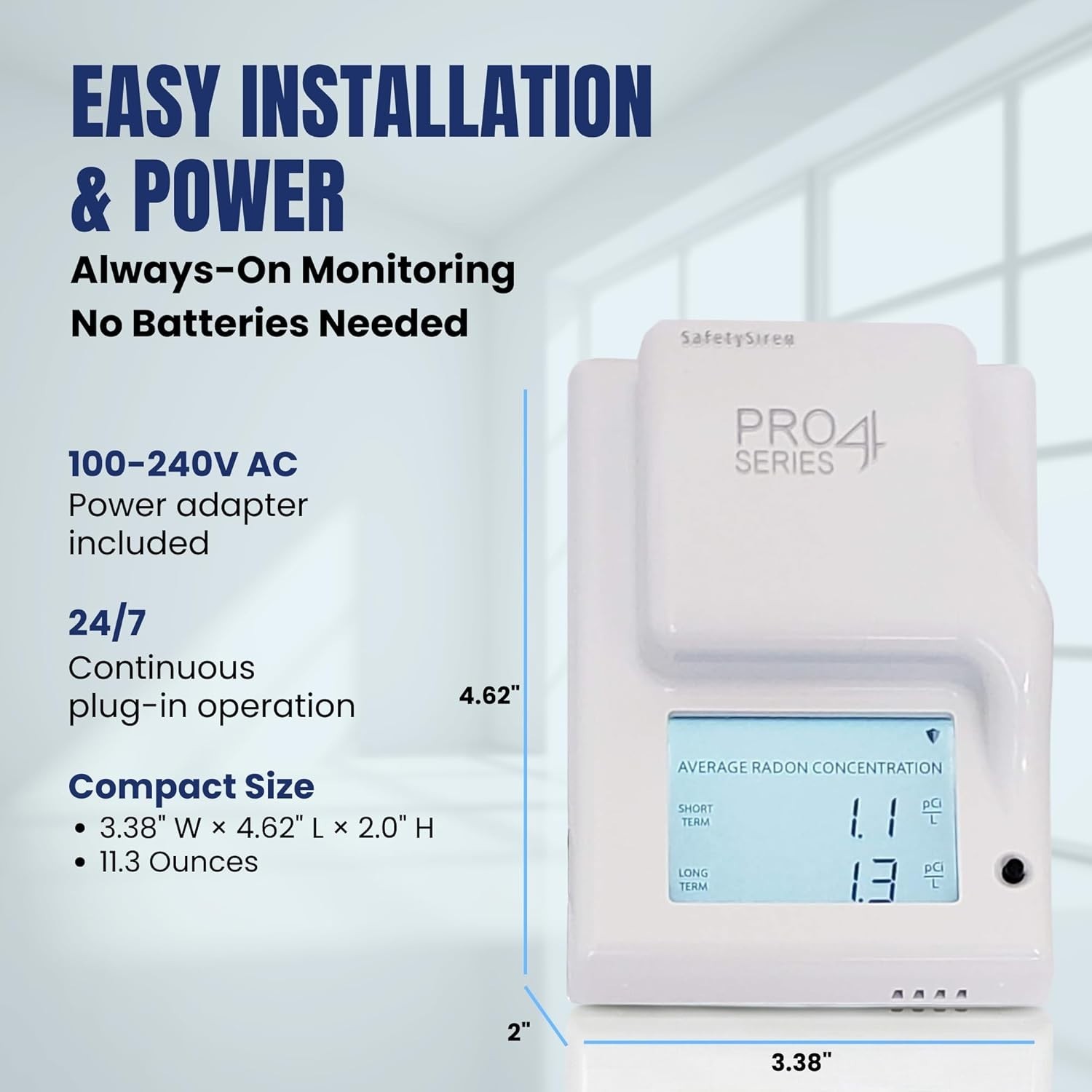 Safety Siren Pro4 Plug-in Radon Detector