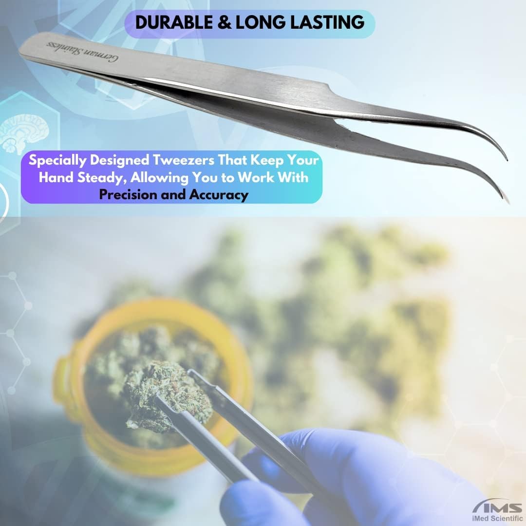 High Precision Stainless Steel Lab Tweezer/Forceps with Curved Tip 4.5″