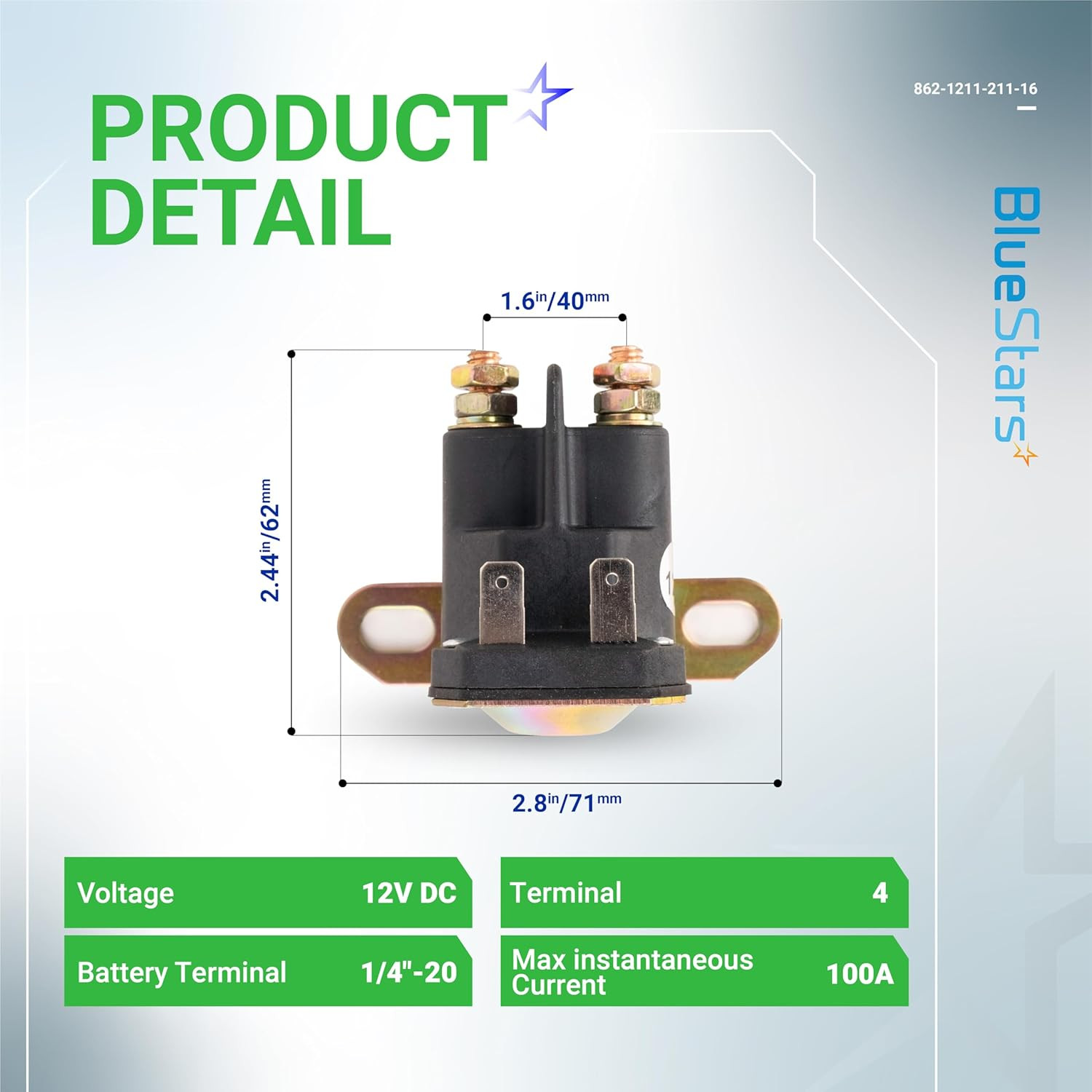862-1211-211-16 AM138068 Starter Solenoid Relay 12V – Compatible with Trombetta