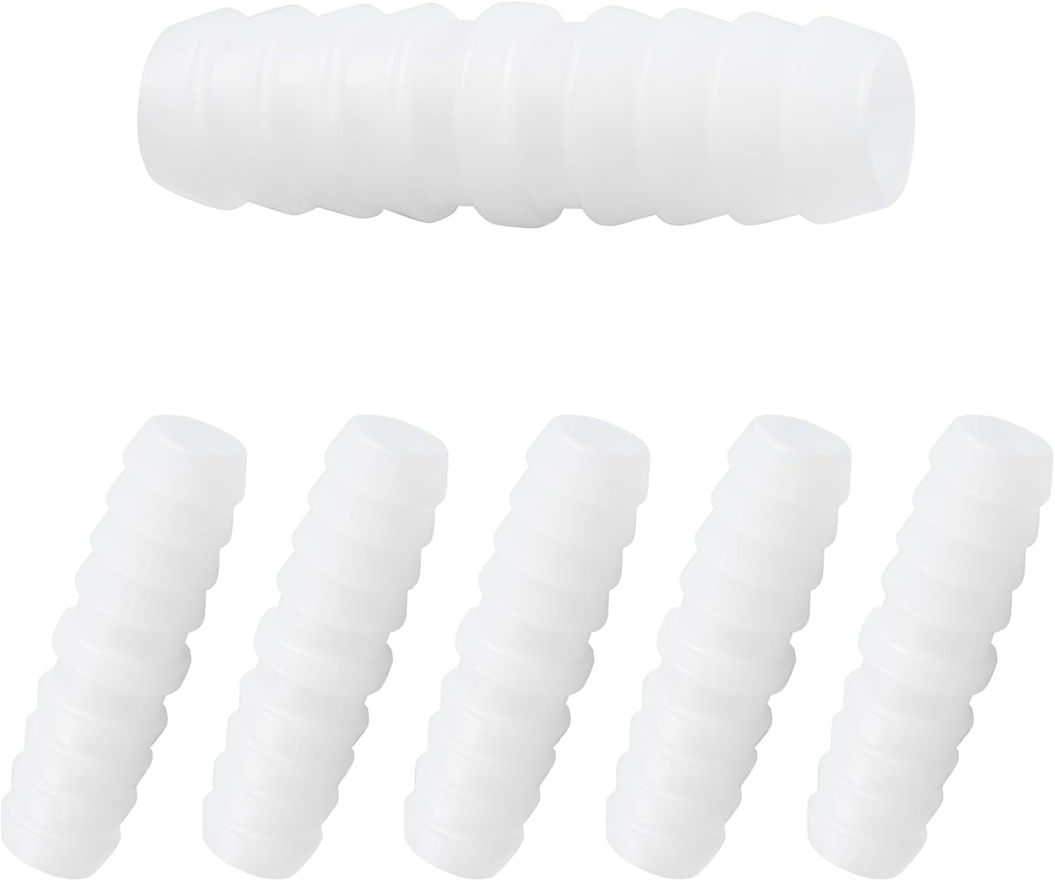 6Pcs 3/8″ x Plastic Hose Barb Fittings, Barbed Splicer 3/8 x 3/8, White