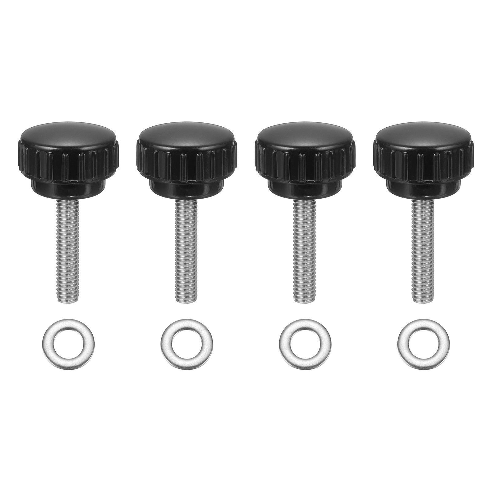 4Pcs Knurled Clamping Knobs, M6 x 30mm 25mm Width Handle Bolts Grip with Washers