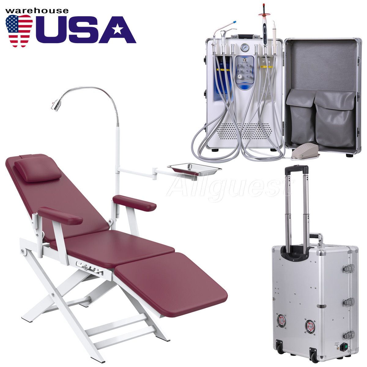 Unidad de entrega dental portatil compresor de aire succión/silla 4 Hole USA