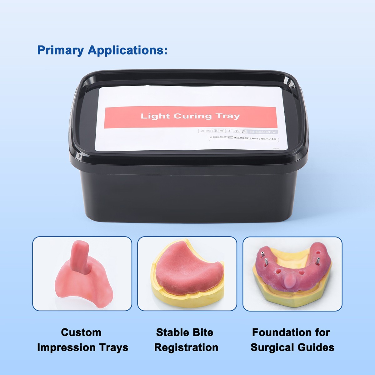 AZDENT Dental Light Cure Custom Tray Material – Pink – 2mm – 50 Pcs/Box FDA CE