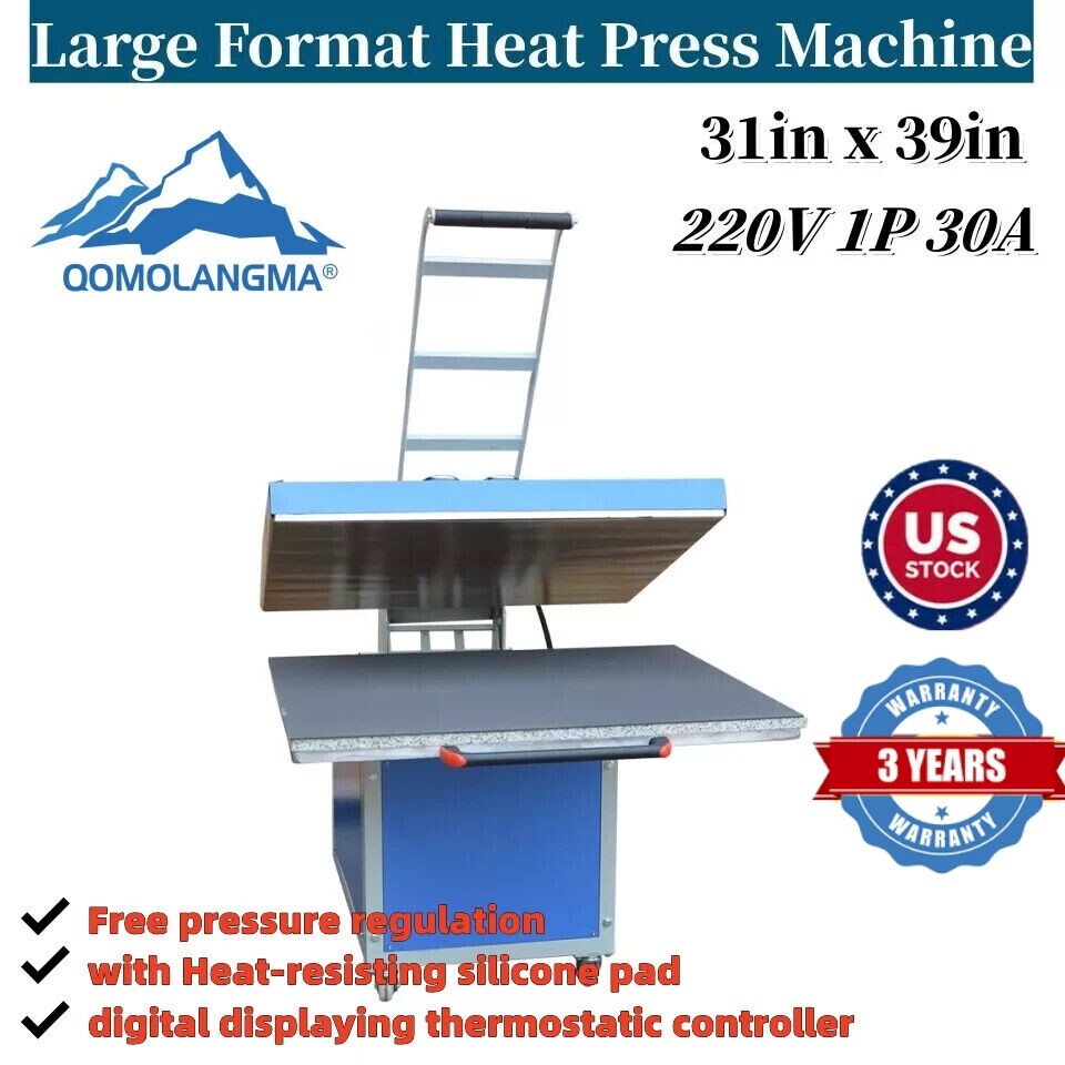 QOMOLANGMA Heat Press Machine 31×39 Large Format Transfer Manual Operation 220V