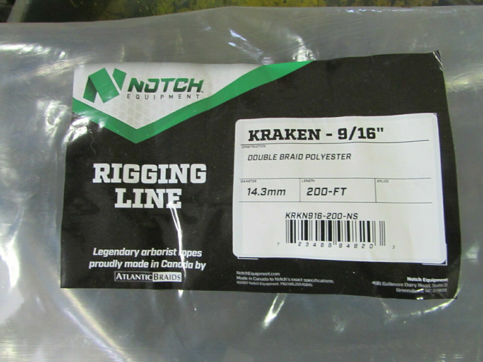 150FT X 9/16″ NOTCH KRAKEN MONSTER DOUBLE BRAID RIGGING ROPE 13,300LB ARBORIST