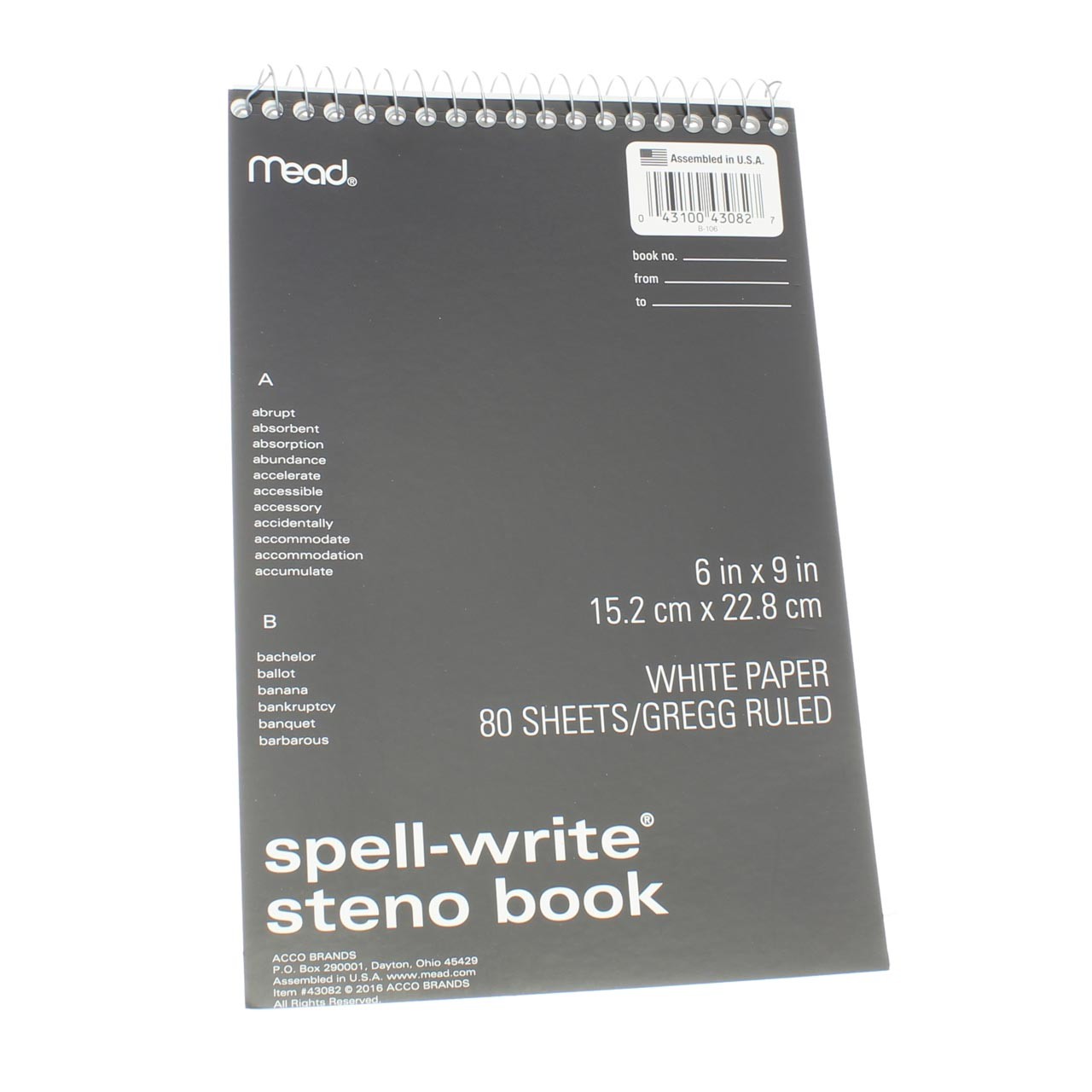 2 Pack Mead Spell-Write Wirebound Steno Book, Gregg Ruled, 6in X 9in, 80 Shee…