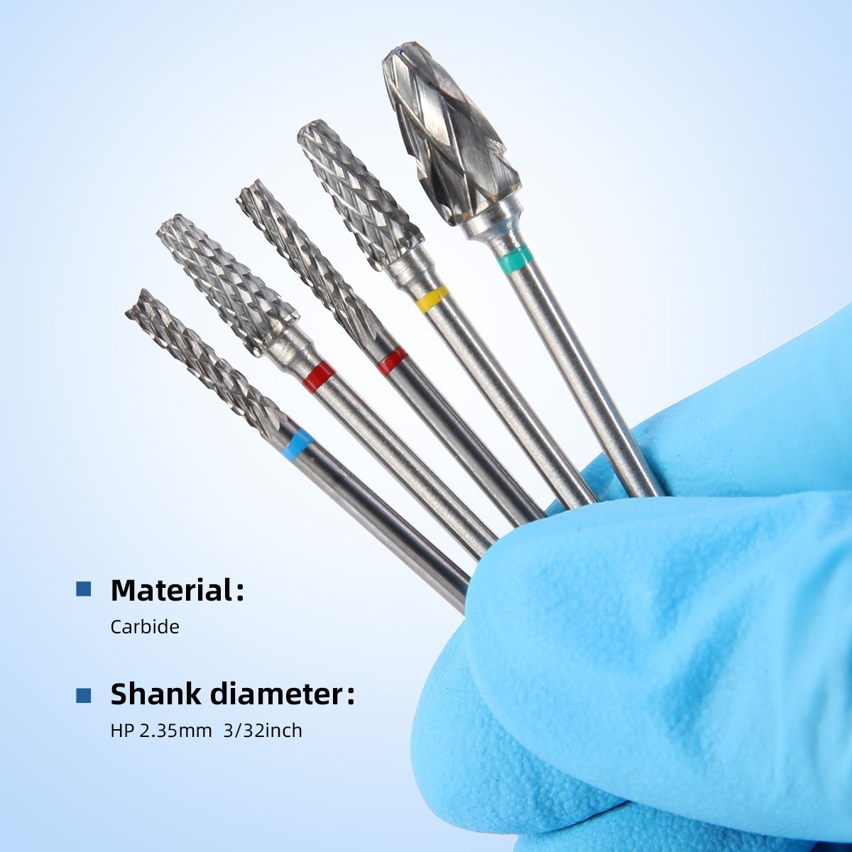 AZDENT 10Pcs Dental Lab Polishing Bur Drills Tungsten Steel Carbide Burs 2.35MM