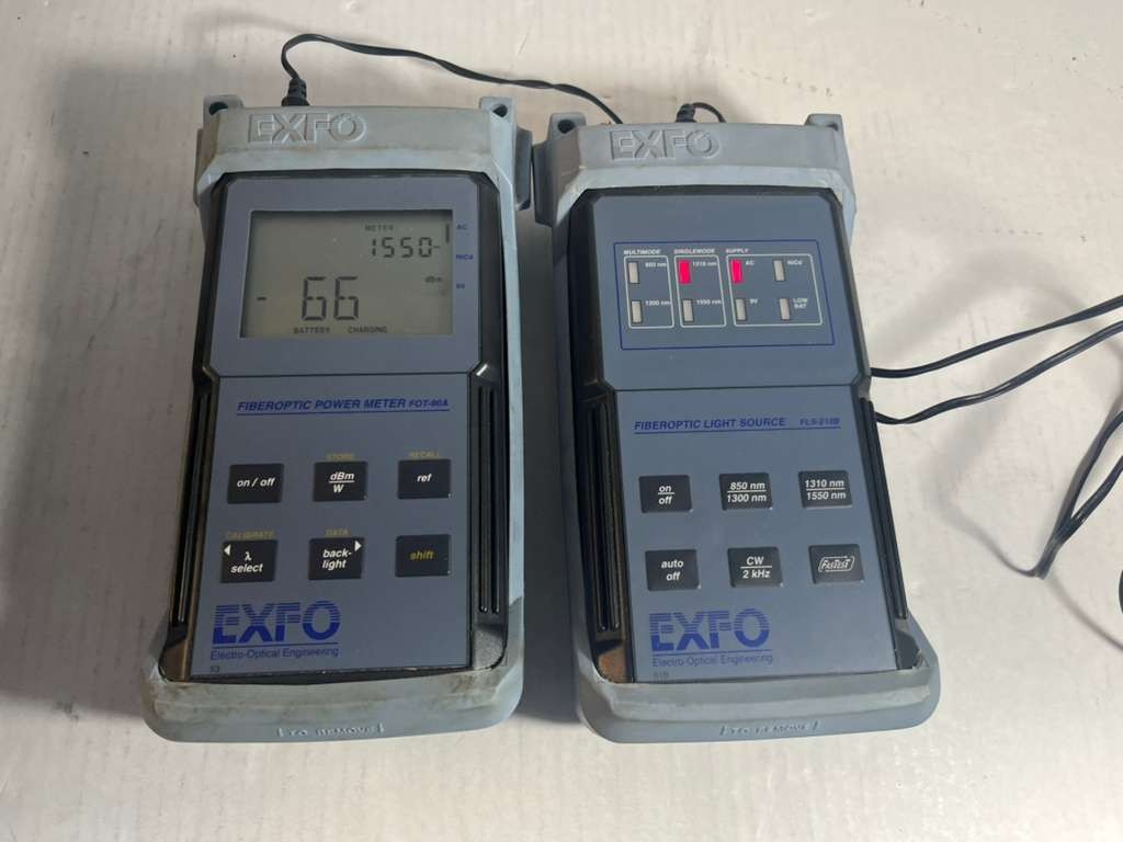 EXFO FOT-90A, FLS-210B Fiberoptic Power Meter Optical Power Test Set S-4358/G