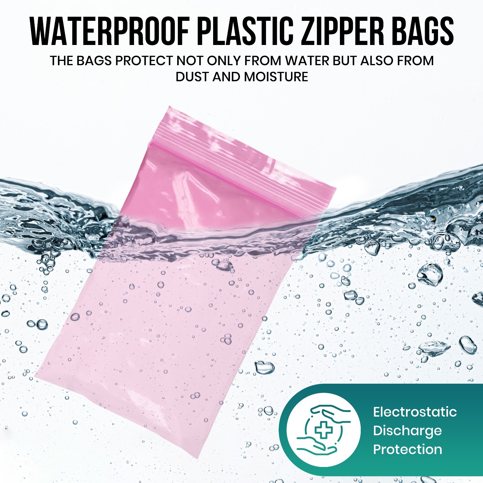 Plastics Pink Anti-Static Seal Top ZipLock Reclosable Poly Bags 4Mil All Size