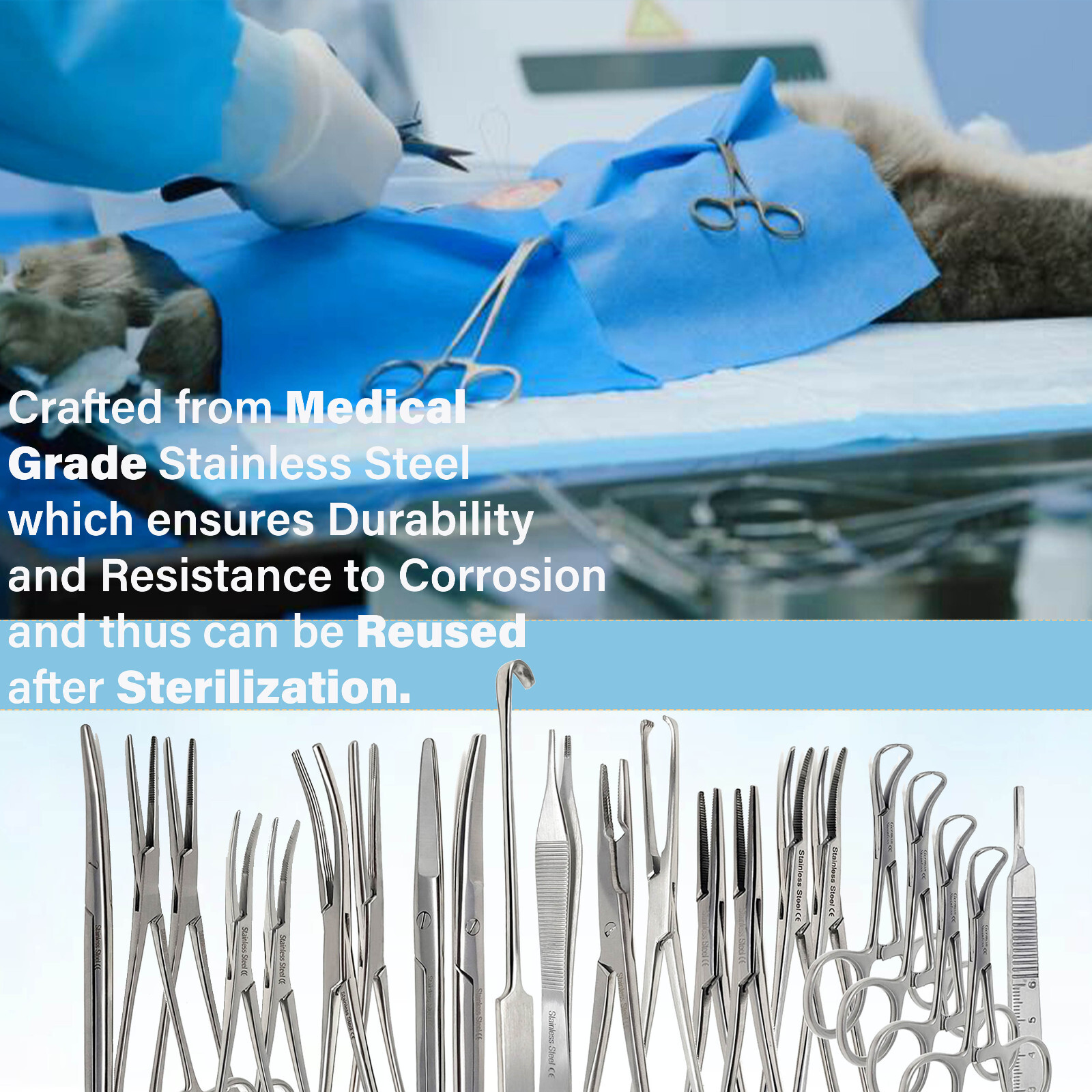 NEW 22pc Feline Spay Pack Kit Basic Surgery Instruments Stainless CE,Economy Set