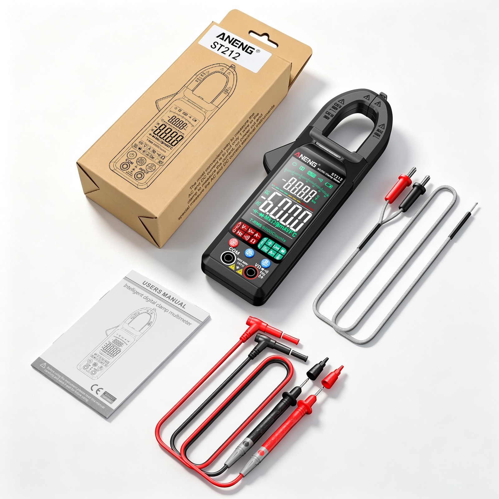 ANENG ST212 Clamp Meter Digital Multimeter Professional T-RMS 400A AC/DC Tester