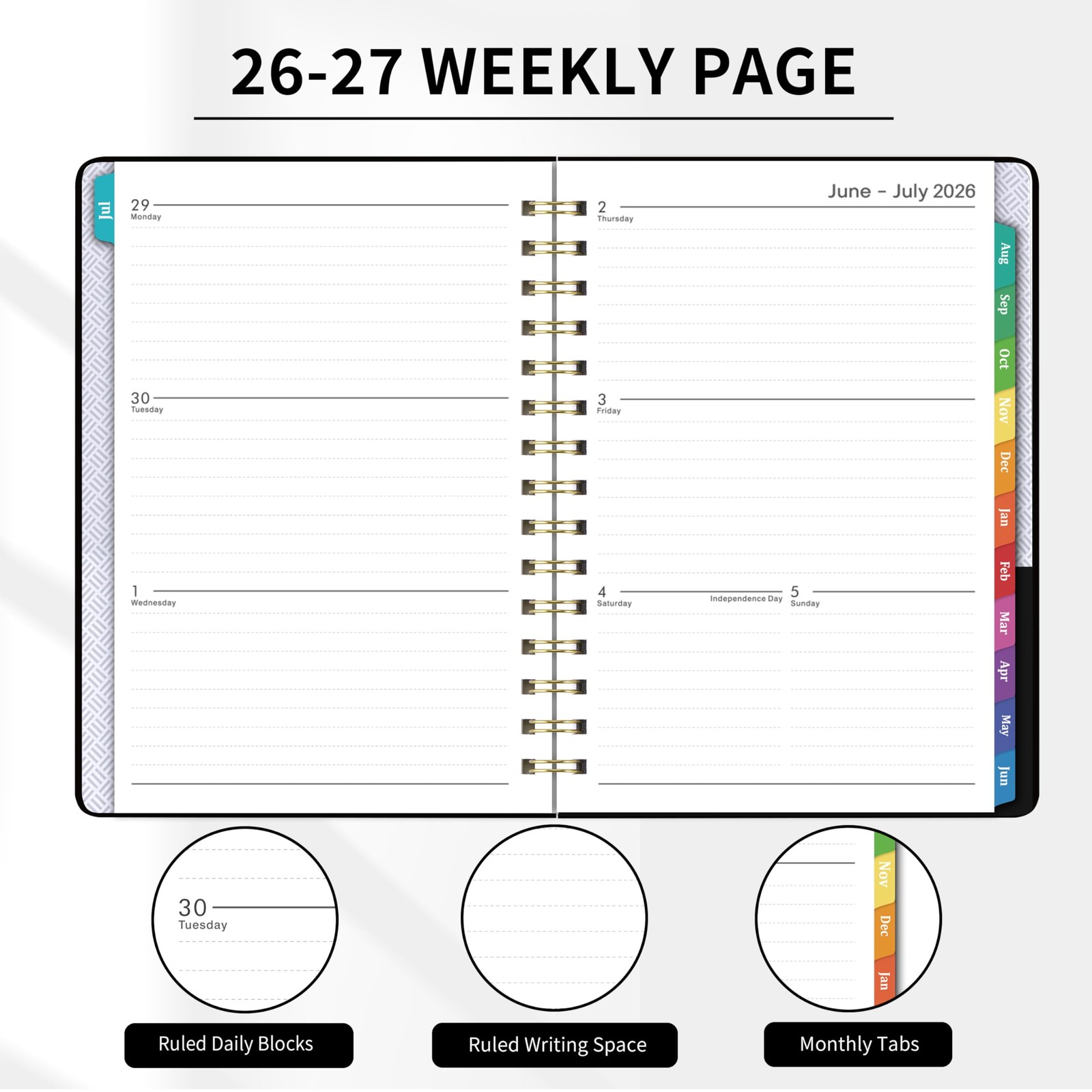 2026-2027 Academic Planner | Weekly Monthly Organizer with Tabs & Pocket