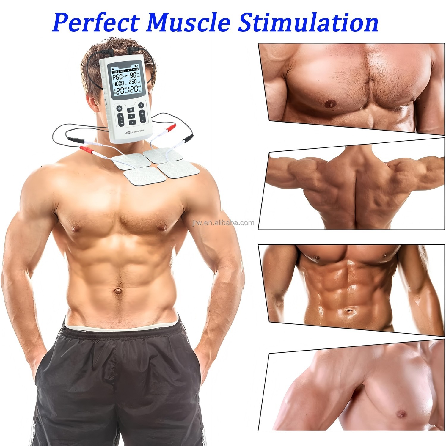 combination electrotherapy mahine 4 in 1 tens+ems+if+russ, 4 in 1 white or black
