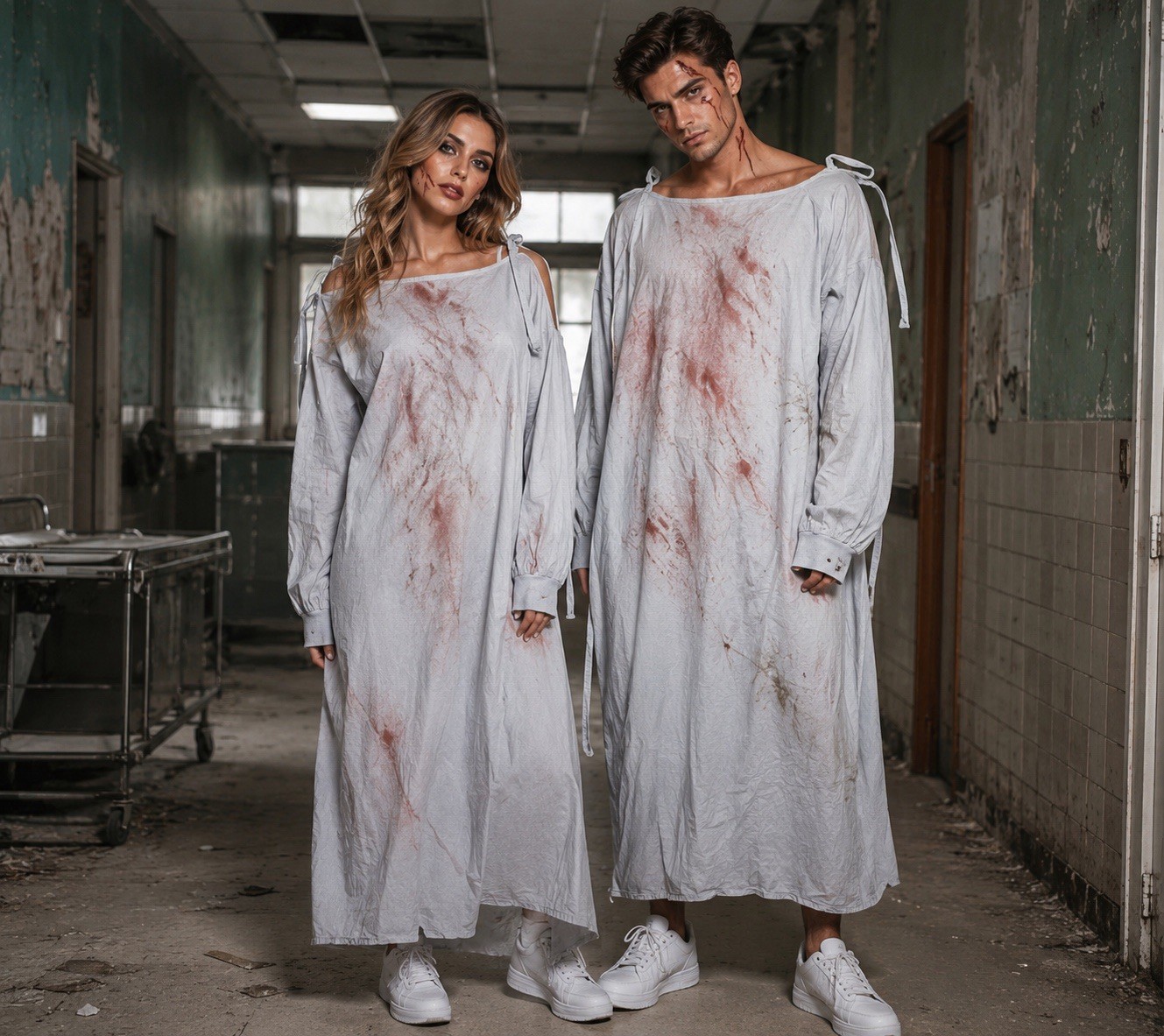 Halloween Bloody Hospital Patient Gown Adult Costume Size L Haunted Asylum