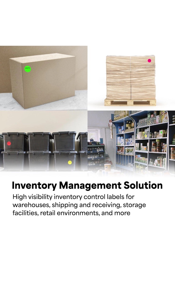 INVLBL-023 Counted Inventory Label, Circular Adhesive Label, Green, 2 in, 100…