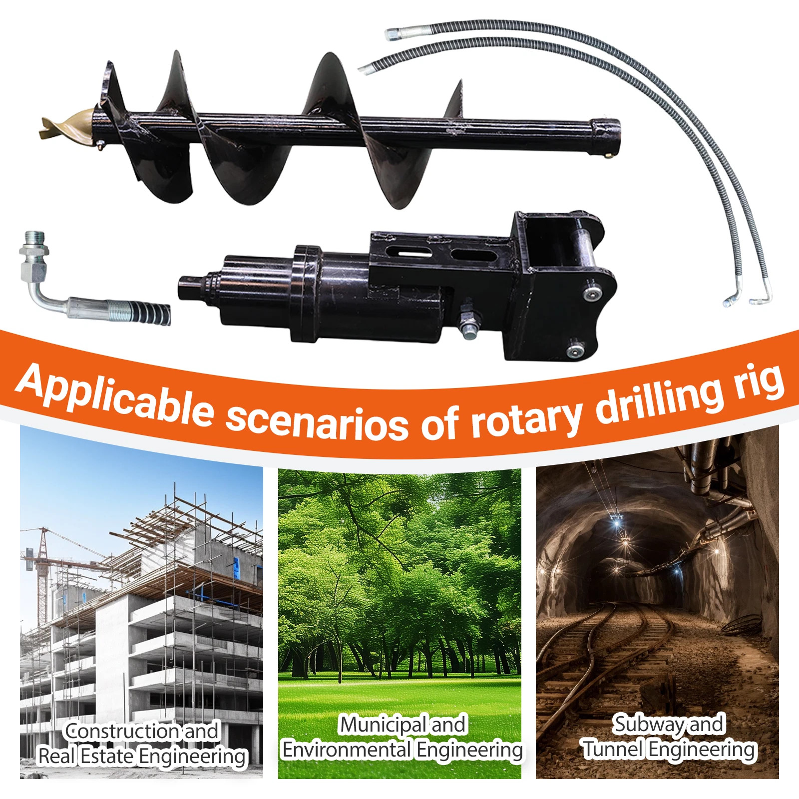 Mini Excavator Attachment Hydraulic 300mm Auger Drill with 25mm Pin FREE SHIP
