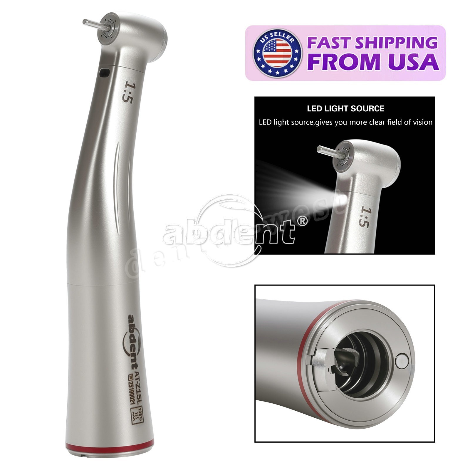 Dental 1:5 LED Fiber Optic Increasing Contra Angle NSK Style CE FDA
