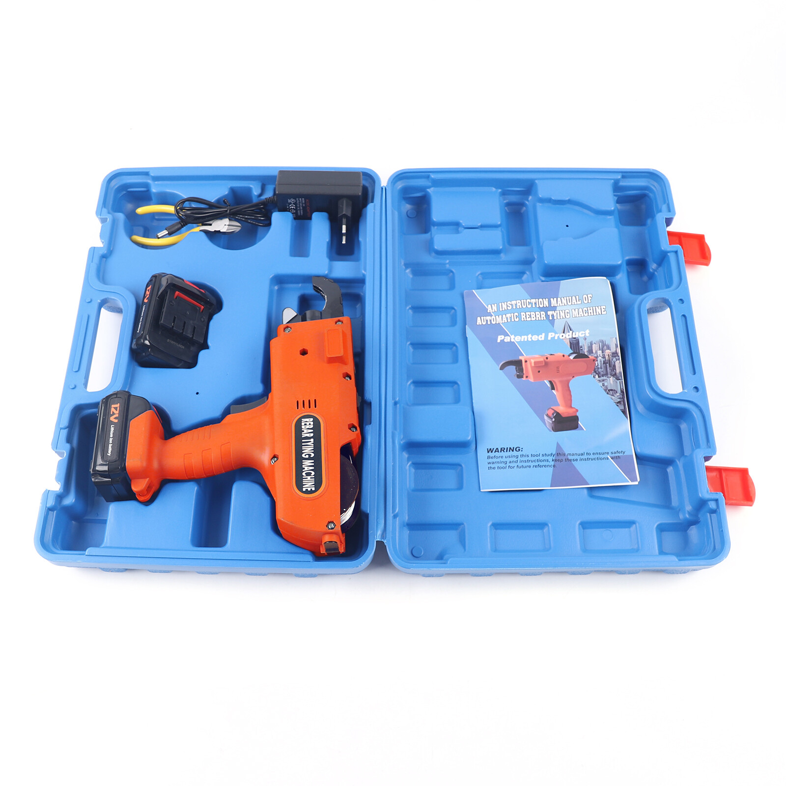 2 Battery Automatic Rebar Tying Machine Electric Rebar Tier Tool 8-34mm 4500Mah