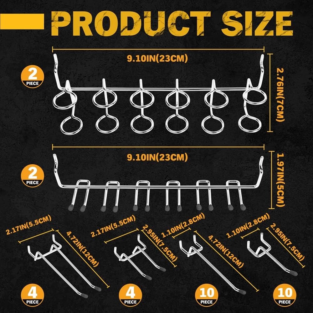 260 PCS Peg Board Kit Assortment Accessories Tool Metal Hook Pegboard Organizer