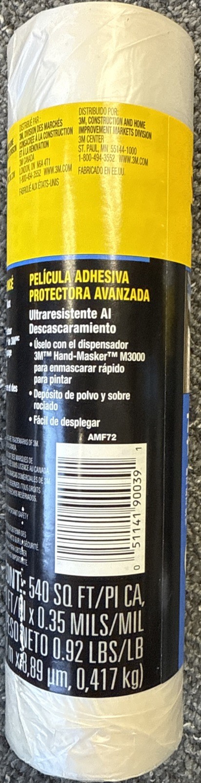LOT OF 3 3M AMF72 Hand Masker Advanced Painting Film, 72in x 90ft (540 sq ft)
