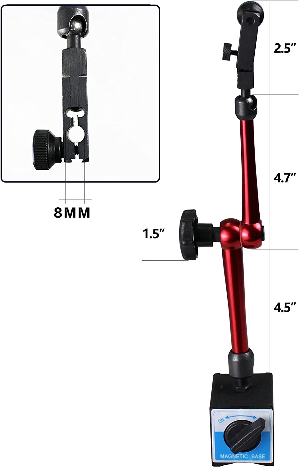HFS(R) Magnetic Base Adjustable Metal Test Indicator Holder Digital Level 14‘’